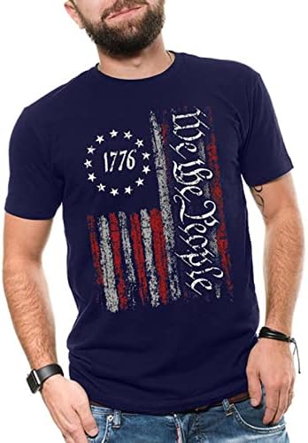 Yaz Erkek T Shirt erkek T Shirt Bağımsızlık Günü Yuvarlak Boyun Günlük Klasik Üst Penguen Elbise Gömlek