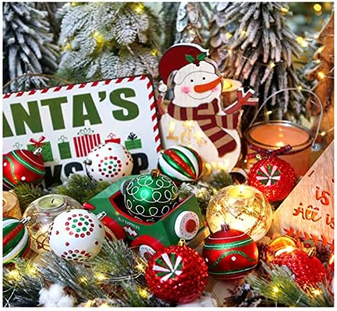 HAO 30 Pcs Noel top Süsler için Noel Ağacı, Kırmızı Yeşil ve Beyaz Boyama Noel Ağacı Dekorasyon Glitter Topları,
