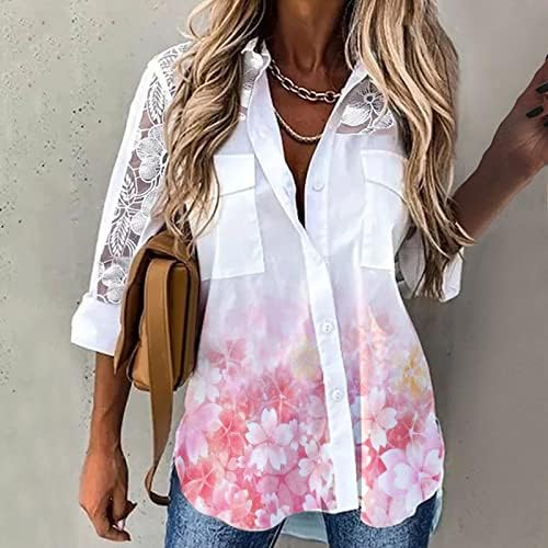 Kadın rahat yaz V yaka T-shirt Puf kısa kollu Tops tunik bluzlar çiçek baskı Glitter