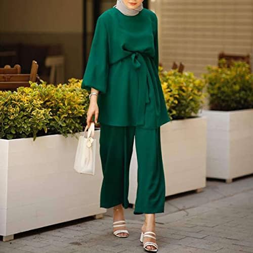OBEEII Orta Doğu Arapça Kıyafetler Bayan Uzun Kollu Üst Geniş Bacak pantolon seti Dubai İslam Müslüman Kıyafetleri