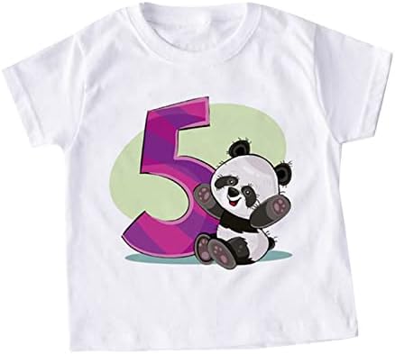Yürümeye başlayan Çocuk Kız Yaz Kısa Kollu Panda Karikatür Baskılar T Shirt Üstleri Dış Giyim Sevimli 5t Erkek Uzun