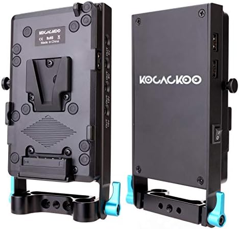 KOCACKOO V-Montaj Kilit Pil Plakası Güç Kaynağı Splitter Adaptörü ile 15mm Çubuk Kelepçe + LP-E6 Kukla Pil BMPCC