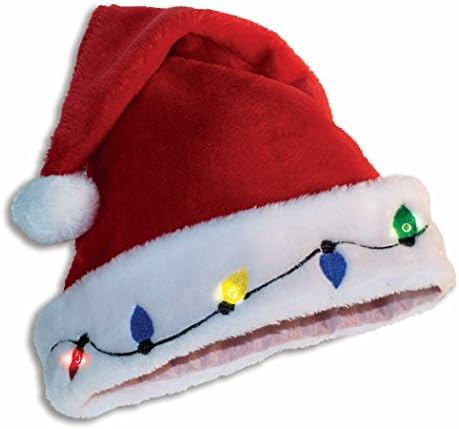 Noel ampul ışıkları Pkg/3 ile Santa peluş Trim şapka