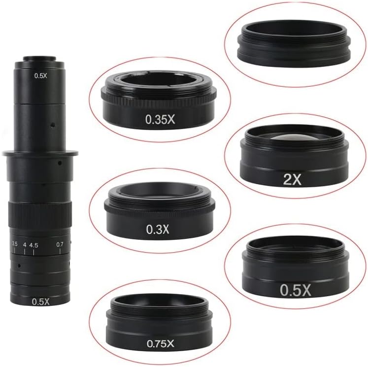 Mikroskop Aksesuarları Kiti 0.75 X 0.5 X 2.0 X 0.35 X 1X Barlow Yardımcı Objektif Cam Lens için 180X 300X Zoom Monoküler