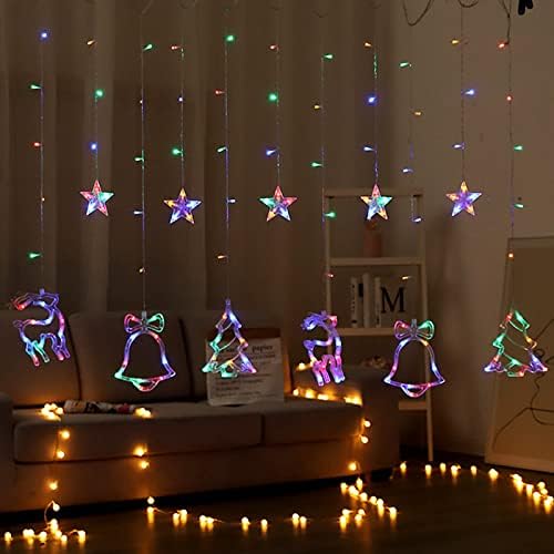 LED yılbaşı süsleri perde ışıkları 126 LEDs yıldız çan noel ağacı pencere ışıkları perde dize ışıkları ev yatak odası