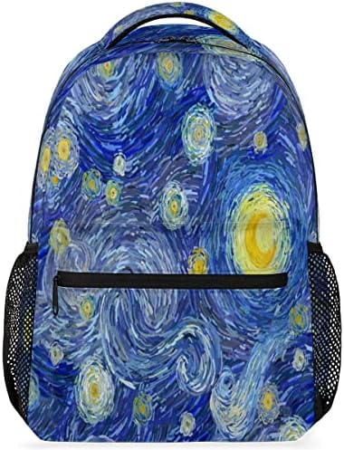 DJYQBFA Yıldızlı Gece Laptop Sırt Çantası okul sırt çantası Çoklu Cepler ile Yürüyüş Omuz Sırt Çantası Büyük Kolej