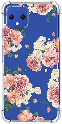 Piksel 4 Kılıf, Google Piksel 4 Telefon kılıfı ile Çiçekler, Ueokeird İnce Darbeye Temizle Çiçek Desen Yumuşak Esnek