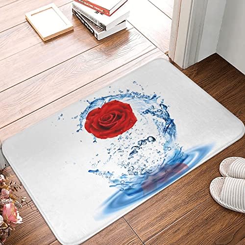 Kırmızı Gül Su köpük banyo paspası Süper Emici Kaymaz Zemin Mat Makinesi Yıkanabilir Kapalı halı yer matı 16x24in