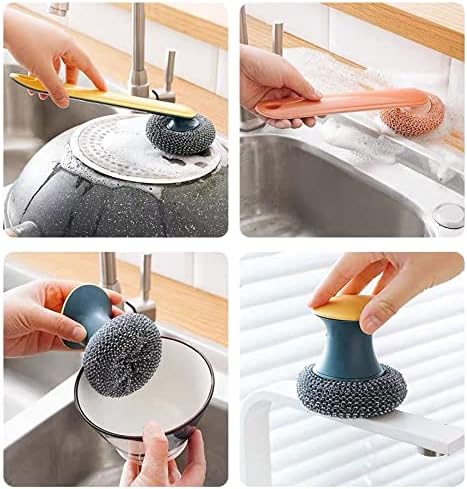 MandWot 4 + 2 Paket Bulaşık Yıkayıcı Mutfak Banyo Temizleme Bulaşık Fırçası Seti Uzun ve Kısa Kulplu-Tavalar, Saksılar,