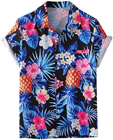 Nyybw erkek havai gömleği Casual Düğme Aşağı Kısa Kollu Çiçek Gömlek Moda T Shirt Bluzlar Tees