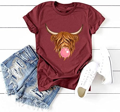Kadın T Shirt Yaz kadın Klasik Pamuk Kısa Kollu Yuvarlak Boyun Gevşek Baskılı T Shirt Sığır Düz Gömlek