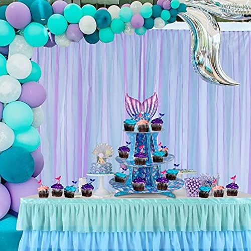 Mermaid Cupcake Standı 24 Cupcakes için 3 Katmanlı Karton Cupcake Standı Doğum Günü Bebek Duş Düğün için Uygun Deniz