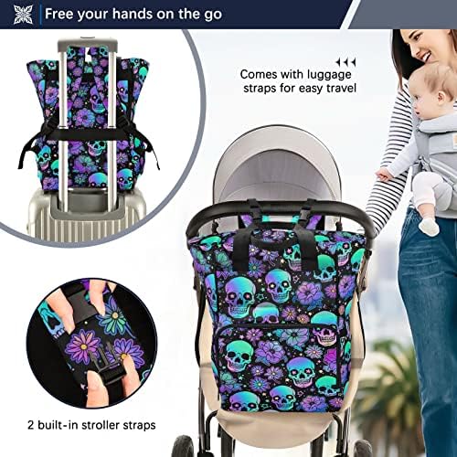 MNSRUU Bebek Bezi Çantası Komik Kafatasları bebek bezi çantası Sırt Çantası Çok Fonksiyonlu Seyahat Bebek Bezi Çantası
