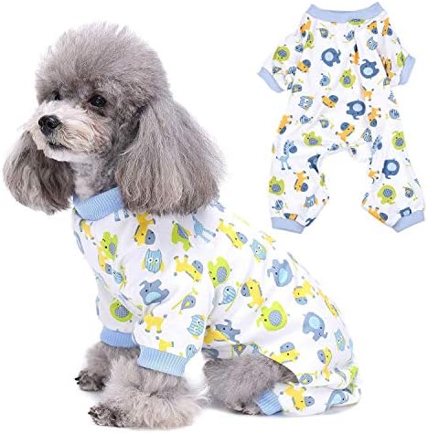 Zunea Küçük Köpek Pijama Yavru Kız Erkek Pjs Yumuşak Pamuk Uyku Pijama Tulum Sevimli At Fil Baskılı Pet Kedi Tulum
