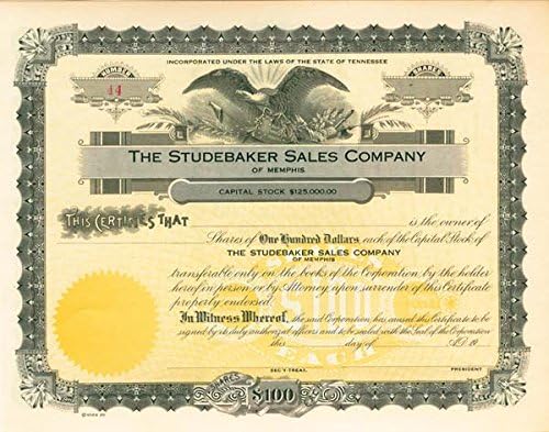 Studebaker Satış A. Ş. - Stok Sertifikası