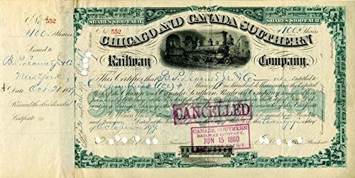 Chicago ve Kanada Güney Demiryolu A. Ş. cornelius Vanderbilt II tarafından imzalandı - Stok Sertifikası