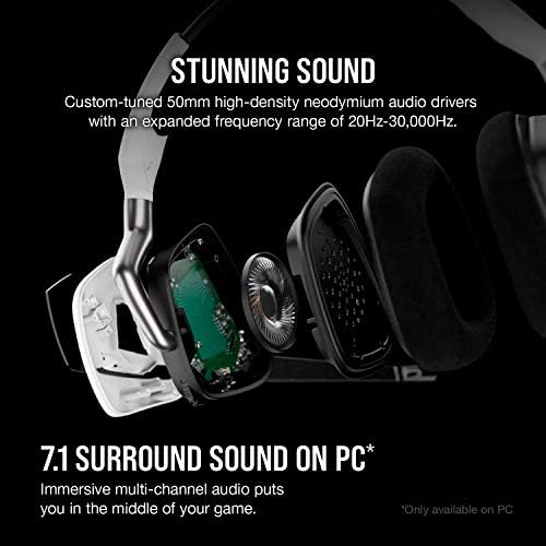 Corsaır Void RGB Elite Kablosuz Premium Oyun Kulaklığı-Beyaz ve ST100 RGB Premium Kulaklık Standı 7.1 Surround Ses