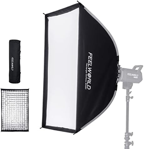 FEELWORLD FL125D 125 W Video ışığı ve FSR90 60X90 cm Dikdörtgen Softbox, ABD 3 Prong Tak Güç kablosu