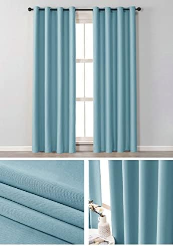KnBoB Perdeler 45 İnç Uzunluk, pencere dekorasyonları Mutfak Polyester Grommet Açık Mavi Perdeler Çocuk Yatak Odası