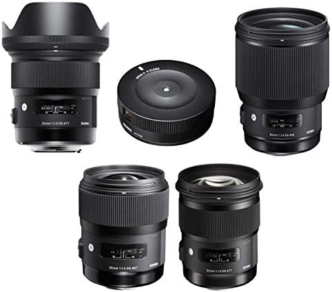 Sigma 24mm, 35mm, 50mm ve 85mm f / 1.4 DG HSM Art 4-Nikon F için USB Yuvalı Lens Kiti