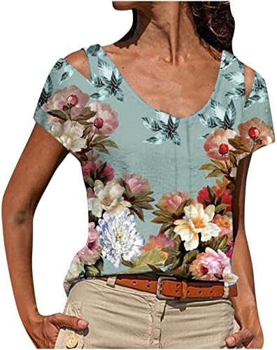 Yazlık gömlek Kadınlar için Bayan Yuvarlak Boyun Soğuk Omuz Kısa Kollu Üst Moda T Shirt Üst Bayan Uzun