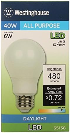 Westinghouse Aydınlatma 3513800 40 Watt Eşdeğer Omni A19 Gün Işığı Orta Tabanlı LED Ampul
