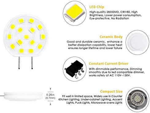 Lxcom Aydınlatma G8 led Ampuller Kısılabilir 2 W T4 G8 Ampul 25 W Halojen Eşdeğer Sıcak Beyaz 3000 K AC110V Bi-Pin