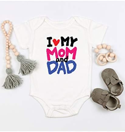 TripleBDesigns Annemi ve Babamı Seviyorum Sevimli Bebek Bodysuit Hediye Yenidoğan Bebek Onesie Romper