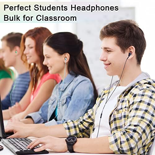 50 Paket Toplu Kulaklık mikrofonlu kulaklıklar Çeşitli Renkler Öğrenci Kulak Kulakiçi Sınıf Kablolu Kulak Tomurcukları