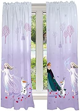 Disney Dondurulmuş 2 Çocuk Odası Pencere Perde Panelleri Perdeler Seti, 82x63 inç, Resmi Disney Ürünü Franco