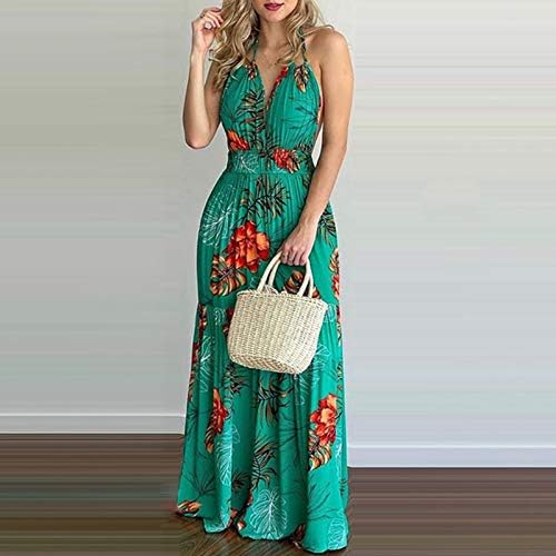 AODONG Maxi Elbise Kadınlar için, kadın Yaz Rahat Kolsuz Uzun Maxi Elbise ile Cep V Boyun Spagetti Kayışı Uzun Elbiseler
