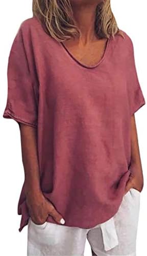 Kulywon Üstleri Bayan, Yaz Casual Katı Yuvarlak Boyun Kısa Kollu Artı Boyutu T-Shirt Bluz 2021
