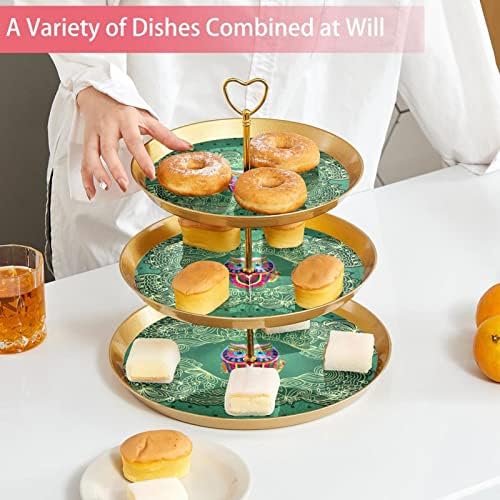Kek Standı Seti 3 Katmanlı Cupcake Standları Kullanımlık Pasta Tabağı Düğün Doğum Günü Çay Partisi Süslemeleri, Retro