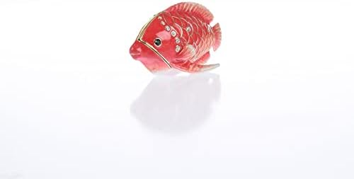 Kırmızı Snapper Balık biblo kutusu Faberge Tarzı El Yapımı Biblo Kutusu Avusturyalı Kristallerle Süslenmiş