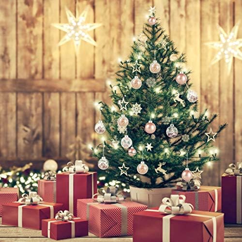 TomaıBaby 36 pcs Noel top Süsler Noel Ağacı plastik parıltılı Kolye için Tatil Düğün Parti Dekorasyon (Gül Altın)