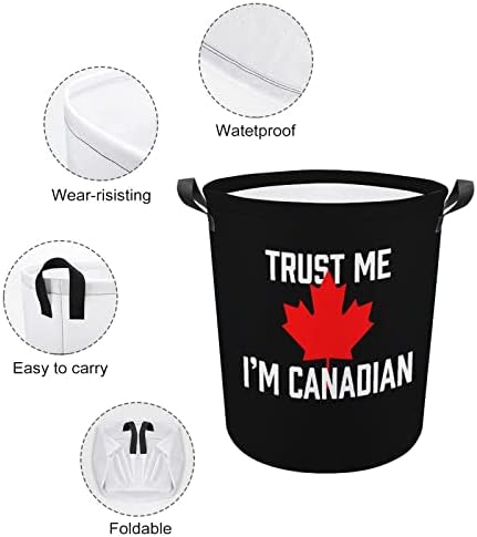 Güven Bana ben Kanadalı Akçaağaç Yaprağı çamaşır kollu sepet Yuvarlak Katlanabilir çamaşır sepeti Depolama Sepeti