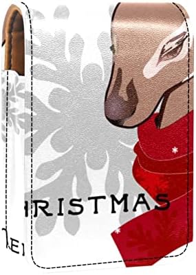 ORYUEKAN Ruj Kılıfı Ayna ile Sevimli Taşınabilir Makyaj Çantası kozmetik torbası, Elk Merry Christmas Kar Tanesi