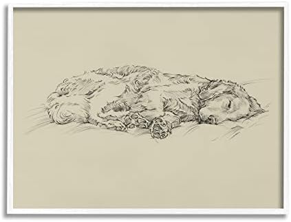 Stupell Industries Sakin Köpek Uyku Yumuşak Yastık Tek Renkli Eskiz Portre, Tasarım Ethan Harper