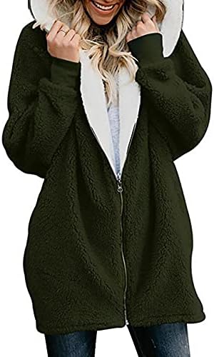 FOVİGUO Blazer Elbise, uzun Kollu Palto Kadınlar için Temel Hood ile Kış Aktif Yaka Zip Ceket Polyester Katı