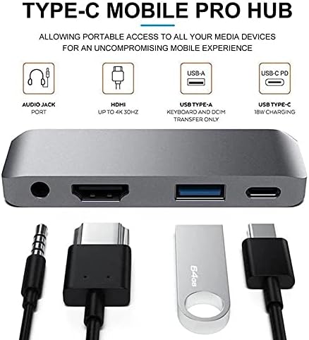 MBBJM USB Tip-C Mobil Pro Hub Adaptörü ile USB-C PD Şarj USB 3.0 ve 3.5 mm Kulaklık Jakı Tablet Hub (Renk: E)