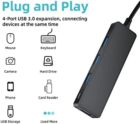MEANHİGH USB Hub 3.0 4-Port Ultra-İnce Veri USB Genişletici ile 4 ft Genişletilmiş macbook için kablo, Mac Pro, Mac