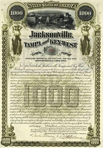 Jacksonville, Tampa ve Key-West Demiryolu-1.000 $%6 50 Yıllık Altın Tahvili (Finansmansız)