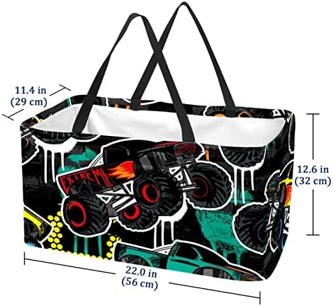 Yeniden kullanılabilir alışveriş sepeti Kamyon Arabalar Desen Taşınabilir Katlanır Piknik Bakkal torbaları çamaşır