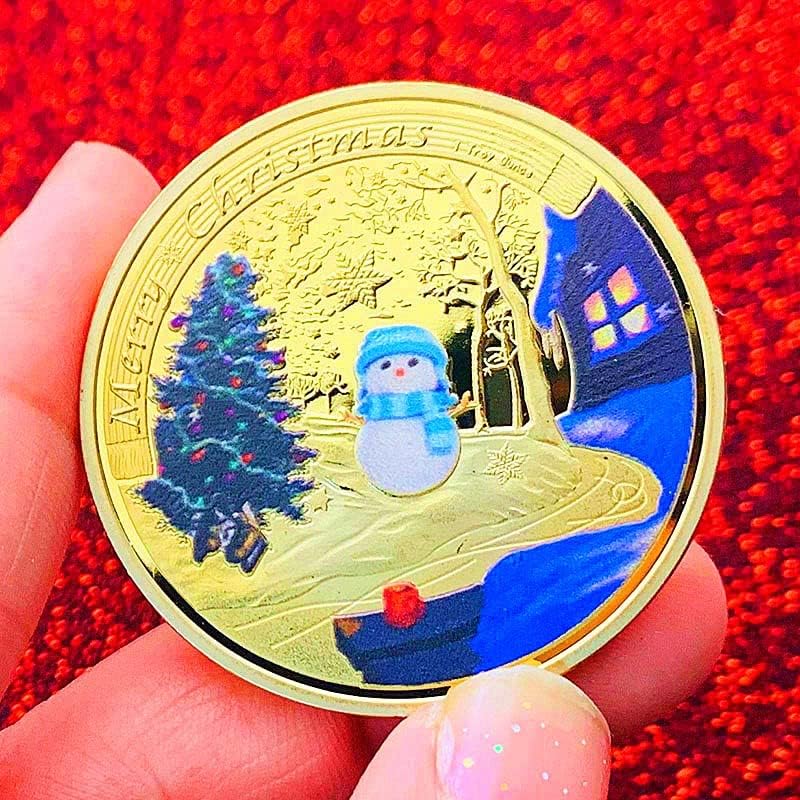 Noel Kardan Adam Boyalı Gümüş Kaplama Çocuk Altın Madalyon Noel Ağacı Oyun Sikke hatıra parası