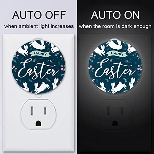 2 Paket Plug-in Gece Lambası LED Gece Lambası Mutlu Paskalya Günü Çiçekler Alacakaranlıktan Şafağa Sensörü Çocuk