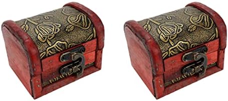 Semetall 2 adet Küçük Vintage saklama kutusu Ahşap Hazine Sandığı Dekoratif Kutu Saklamak için Takı Hediye Kutusu