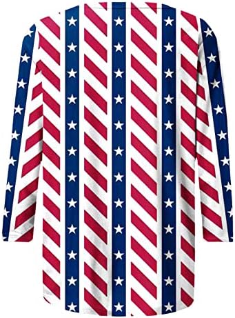 Kadın Bağımsızlık Günü Tops Moda Amerikan Bayrağı Baskı 3/4 Kollu Tees Casual Crewneck Temmuz 4th Gömlek Bluzlar