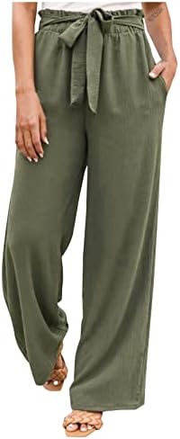 lcepcy Geniş Bacak dinlenme pantolonu Kadınlar için Yüksek Bel Gevşek Rahat Düz Renk Pantolon Rahat Hafif Pantolon
