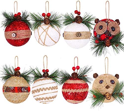Aneco 8 Paket Noel Ağacı Süsleri Çam Kozalakları ve Meyveleri ile Rustik Noel Ağacı Top Süsleri Noel Süsleri Malzemeleri