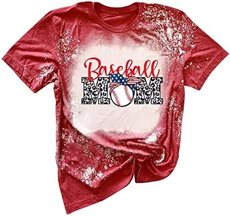 Beyzbol Anne Gömlek Kadın anneler Günü Gömlek Ağartılmış T-Shirt Komik Mektup Baskı Tee Yaz Kısa Kollu Bluz Tops